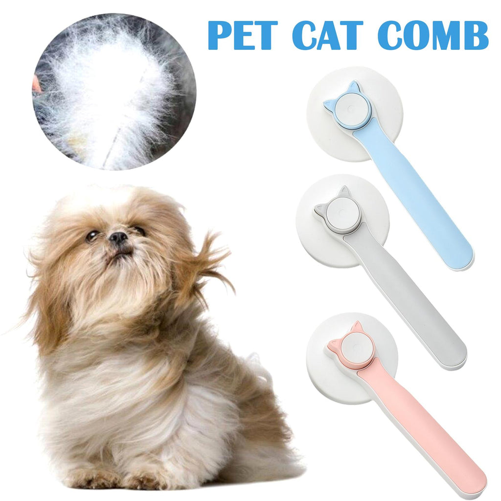 Self-cleaning pet grooming brush blue – removes loose fur in seconds