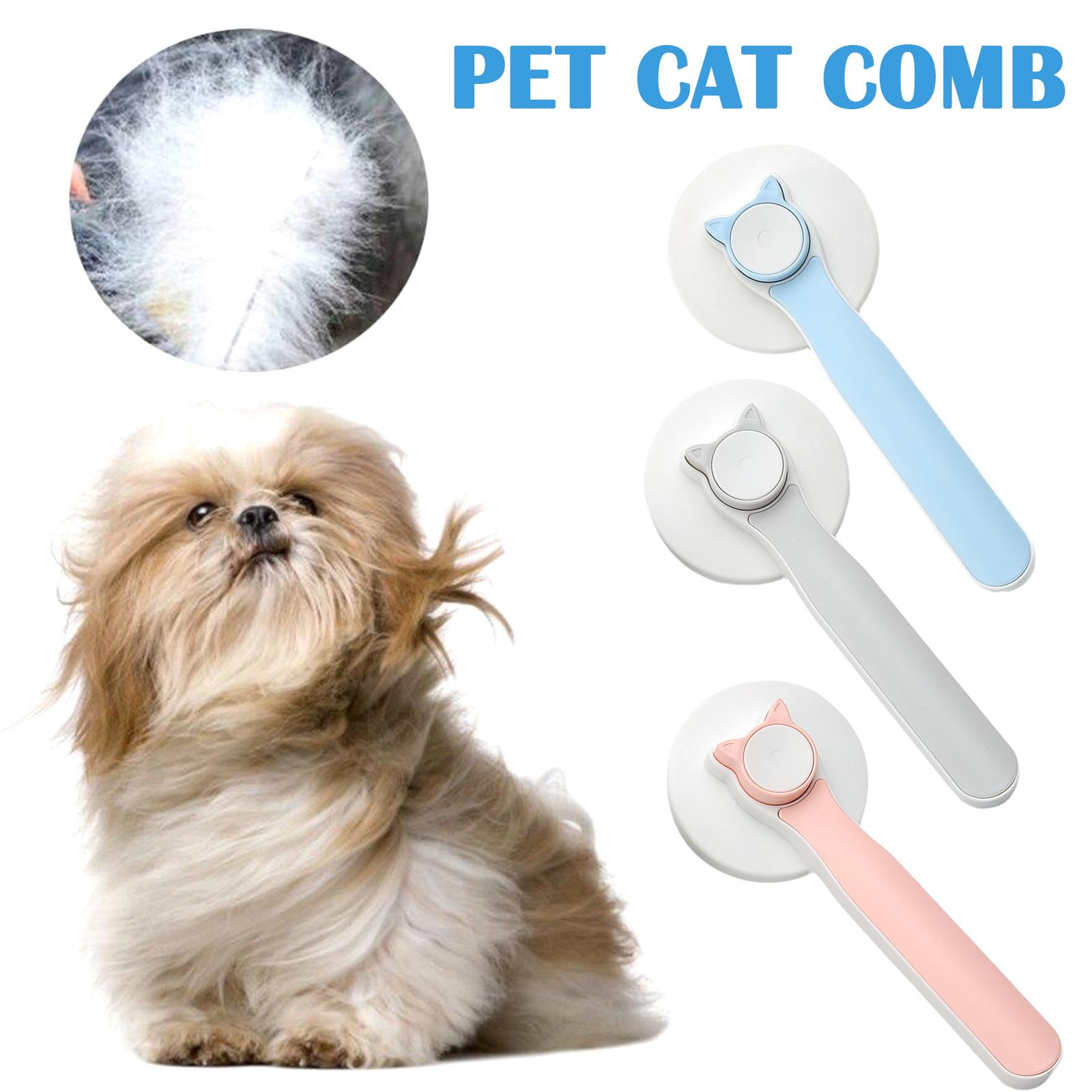 Self-cleaning pet grooming brush blue – removes loose fur in seconds
