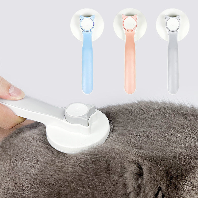 Pet grooming brush gently removing loose fur from cat