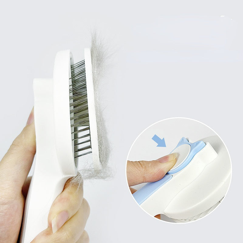 Blue self-cleaning cat brush – reduces shedding instantly