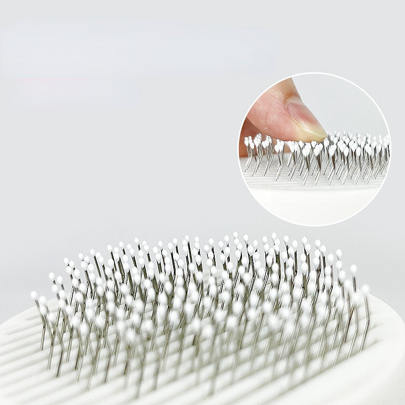 One-click self-cleaning button on pet grooming brush